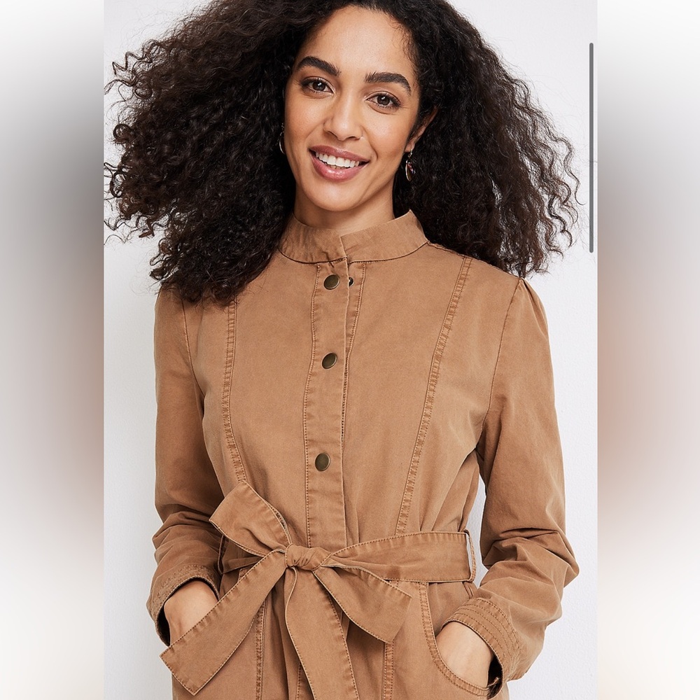 Maurices‎ NEW Brown Twill Jackwt belted size Small NWT LONG LIGHTWEIGHT Jacket